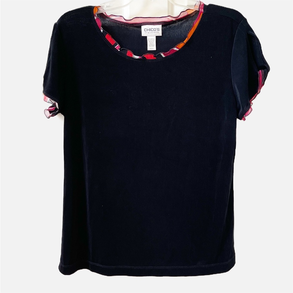 CHICO'S Traveler Short Sleeve Slinky Top Size Medium